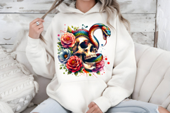 Floral Snake Skull PNG Gothic Halloween Sublimation Design Product Image 7