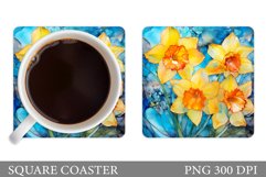 Daffodil Flowers Coaster. Square Coaster Flowers Product Image 1