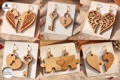 Valentine's Day Earrings SVG Bundle | Laser Cut | Jewelry Product Image 1