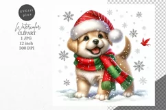 Winter, Christmas, Puppy, JPG, Junk journal, Product Image 1