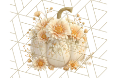 Pumpkin Clipart with Fall Flowers PNG Autumn Illustration Product Image 4