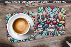 Bunny Coaster Sublimation, Christmas Coaster PNG Design Product Image 1