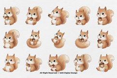 15 Bundle Watercolor Kids Squirrel Burrow Rodent Nut Small Product Image 8