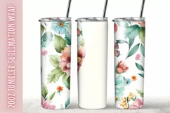 Watercolor flowers 20Oz Tumbler Sublimation Product Image 1