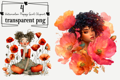 Watercolor Poppy Girl Clipart Watercolor PNG Product Image 1