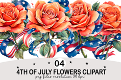 4th Of July Flowers Clipart Watercolor png Product Image 1