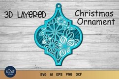 Floral Ornament SVG Bundle | Layered SVG Christmas Ornaments Product Image 9