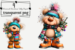 Whimsical Christmas Teddy Clipart Watercolor PNG Product Image 1