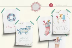 New year and Christmas watercolor , clipart tiger 2022 Product Image 10