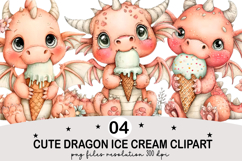 Cute Dragon Ice Cream Clipart png Watercolor png Product Image 1