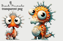 Beach Animals Clipart PNG Watercolor PNG Product Image 1