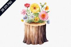 Flower Wooden Stump Sublimation PNG Design Product Image 1