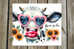 Cow with lowers | 4 western tumbler sublimation designs PL2 Product Image 4