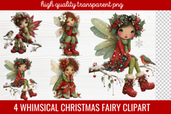 4 Whimsical Christmas Fairy Clipart | Cute Holiday Fairy PNG Product Image 1