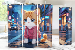 3 Cute Kitten Tumbler Sublimation, 20 oz Tumbler Wrap Product Image 4