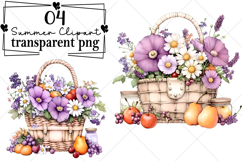 Whimsical Purple Summer Clipart Watercolor PNG Product Image 1