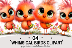 Whimsical Birds Clipart Watercolor png Product Image 1