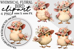 Whimsical Floral Bird Clipart Product Image 1