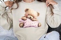 Watercolor Pink Teddy Bear Clipart PNG Product Image 1