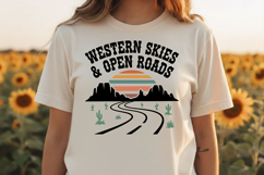 Western Skies &amp; Open Roads Svg, Western Cowgirl Svg Design Product Image 1