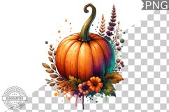 Pumpkin Flowers Sublimation - Clipart PNG Design Product Image 1