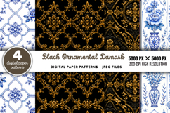 Black Ornamental Damask Patterns JPG Product Image 1