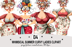 Whimsical Summer Ladies Clipart Watercolor PNG Product Image 1
