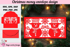 Christmas snowman Money Envelope svg, Papercut Gift Card Product Image 2