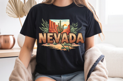 Nevada State Map PNG, Vintage Desert Cactus Sublimation Product Image 8