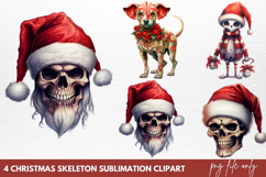 Christmas Skeleton Sublimation Clipart Product Image 1