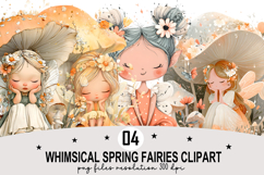 Whimsical Spring Fairies Clipart Watercolor PNG Product Image 1