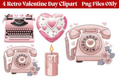 Retro Valentine Day Clipart PNG Product Image 1
