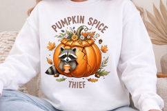 Pumpkin Spice Thief PNG, Cute Raccoon Sublimation Design Product Image 7