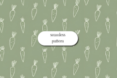Seamless Minimal Carrot Pattern on Sage Green Product Image 1