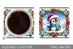 Christmas Penguin Coaster. Cute Penguin Sublimation Product Image 1