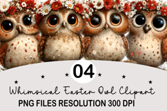 Whimsical Easter Owl Clipart Watercolor Easter Bunny Product Image 1