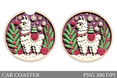 Lama Car Coaster Sublimation. Christmas Car Coaster Design Product Image 1
