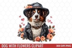 Dog With Flowers Clipart Product Image 1