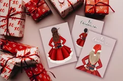 Christmas clipart, Black Santa girl clipart, Christmas PNG Product Image 5