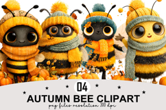 Whimsical Autumn Bee PNG Clipart Watercolor PNG Product Image 1