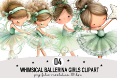 Whimsical Ballerina Girls PNG Clipart Watercolor PNG Product Image 1