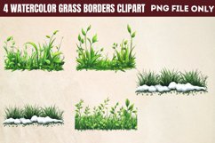 Watercolor Grass Borders Clipart PNG Product Image 1