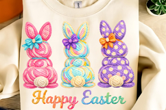 Happy Easter PNG, Coquette Easter Bunny, Faux yarn Bunny PNG Product Image 3