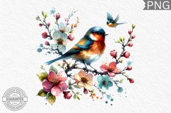 Bird Flowers Sublimation - Clipart PNG Design Product Image 1