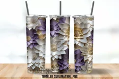 3D Flowers Purple Tumbler Wrap Sublimation Designs Product Image 4