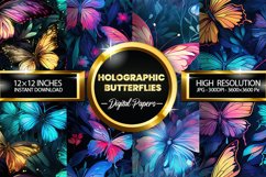 Holographic Butterflies Digital Papers - 04 Variations Product Image 1