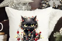 Black Christmas Angry Cat PNG Design for Sublimation Product Image 4