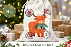 Christmas Highland Cow Santa Sack, Christmas Gift Bag Print Product Image 1