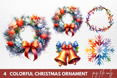Watercolor Colorful Christmas Collection Clipart Product Image 1