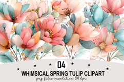 Whimsical Spring Tulip Clipart Watercolor PNG Product Image 1